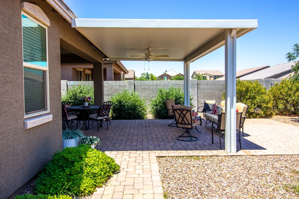 Pergola,Covering,Patio,Furniture,On,Pavers,Patio