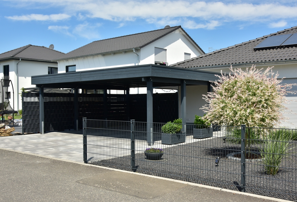 Metal,Carport,In,Front,Of,A,Residential,Building