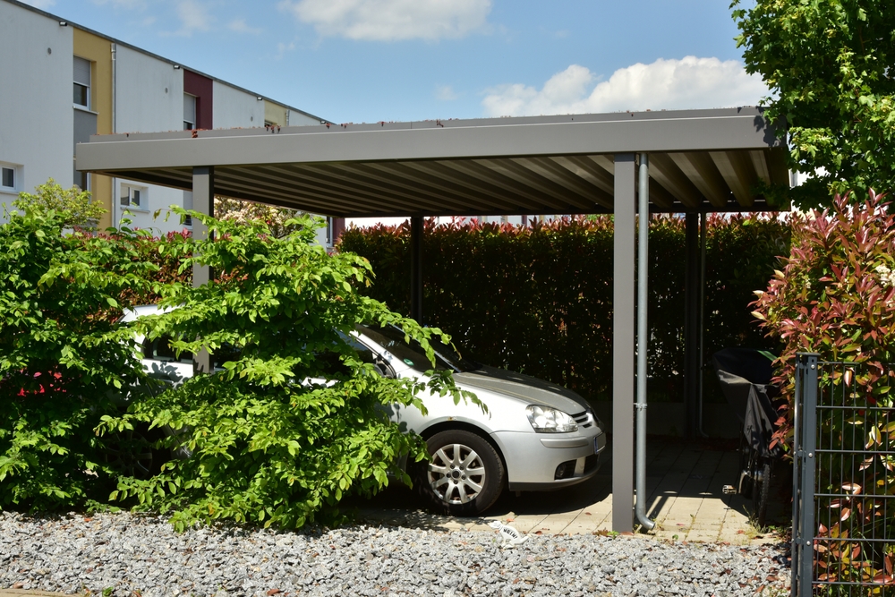 Metal,Carport,In,Front,Of,A,Residential,Building